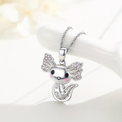Cute Axolotl Pendant Necklace for Women, Animal Jewelry, Birthday Gift