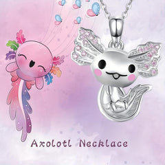 Cute Axolotl Pendant Necklace for Women, Animal Jewelry, Birthday Gift