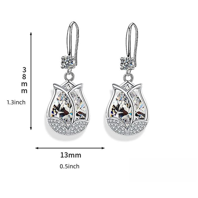 Tulip Drop Earrings Crystal Rose Flower Earrings For Women