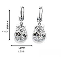Tulip Drop Earrings Crystal Rose Flower Earrings For Women