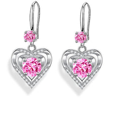 Love Shaped Water Droplet Earrings Electroplated Silvery Crystal Earrings