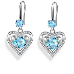 Love Shaped Water Droplet Earrings Electroplated Silvery Crystal Earrings