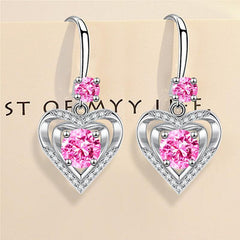 Love Shaped Water Droplet Earrings Electroplated Silvery Crystal Earrings
