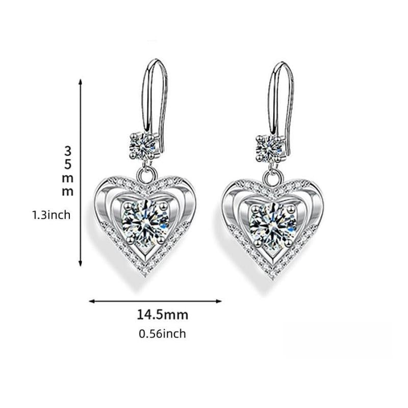 Love Shaped Water Droplet Earrings Electroplated Silvery Crystal Earrings