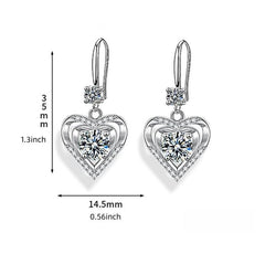 Love Shaped Water Droplet Earrings Electroplated Silvery Crystal Earrings