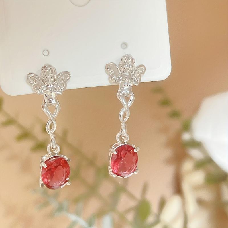 Retro Niche Sense Angel Tassel Red Earrings