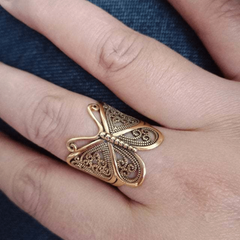 Vintage Carved Butterfly Ring Women Party Ring Jewelry