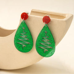 Christmas Tree Cutout Earrings Small Sequin Water Drop Shaped Jewelry