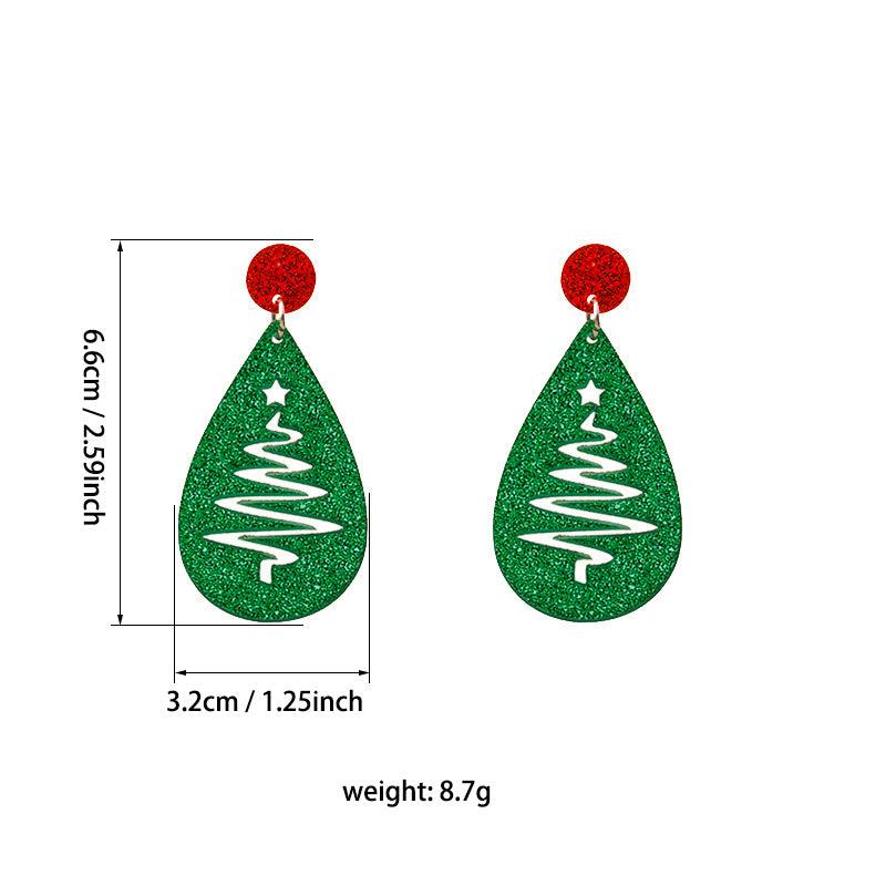 Christmas Tree Cutout Earrings Small Sequin Water Drop Shaped Jewelry