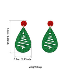 Christmas Tree Cutout Earrings Small Sequin Water Drop Shaped Jewelry