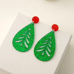 Christmas Tree Cutout Earrings Small Sequin Water Drop Shaped Jewelry