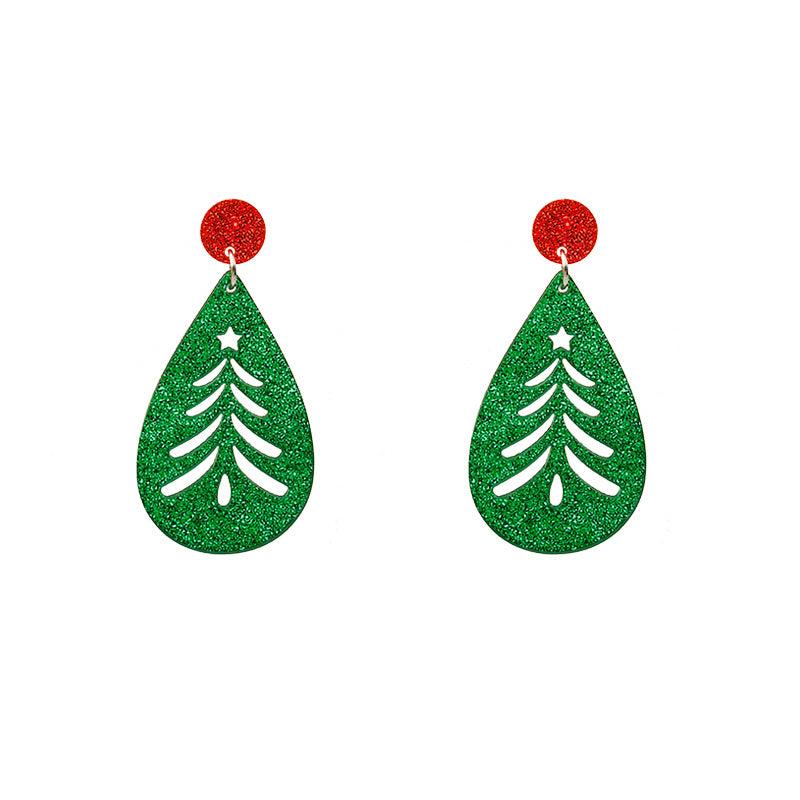 Christmas Tree Cutout Earrings Small Sequin Water Drop Shaped Jewelry