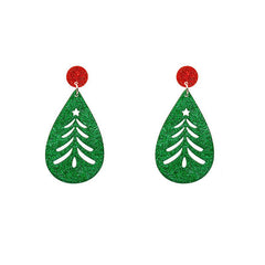 Christmas Tree Cutout Earrings Small Sequin Water Drop Shaped Jewelry