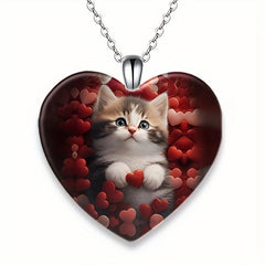 Love Kitten Print Pendant Necklace Toy for Kids - Anniversary Christmas Gift
