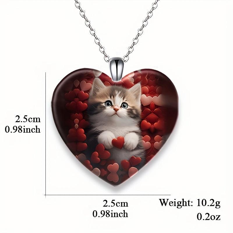 Love Kitten Print Pendant Necklace Toy for Kids - Anniversary Christmas Gift