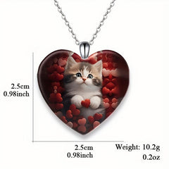 Love Kitten Print Pendant Necklace Toy for Kids - Anniversary Christmas Gift