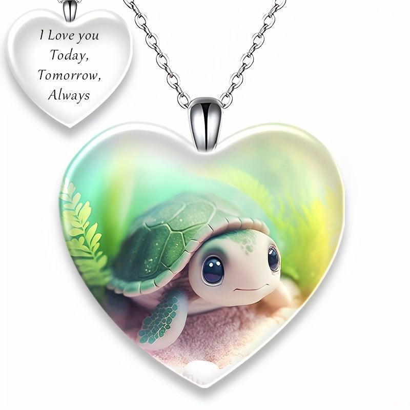 Heart Turtle Pendant Necklace For Kids, Daughter, Holiday, Christmas Toy