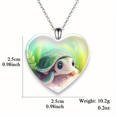 Heart Turtle Pendant Necklace For Kids, Daughter, Holiday, Christmas Toy