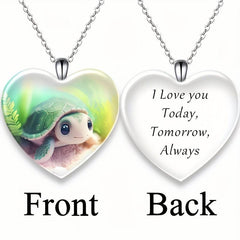 Heart Turtle Pendant Necklace For Kids, Daughter, Holiday, Christmas Toy