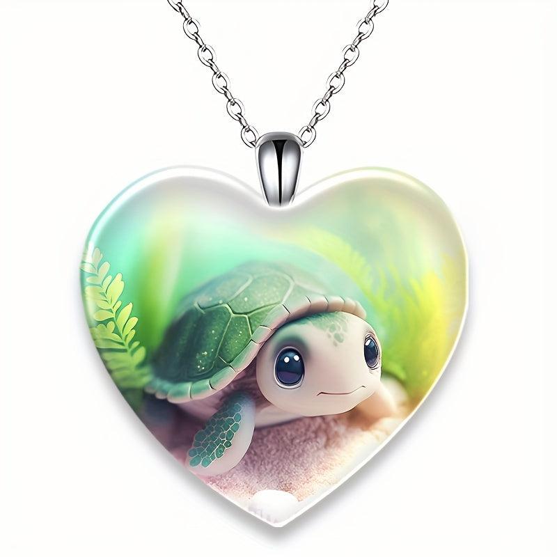 Heart Turtle Pendant Necklace For Kids, Daughter, Holiday, Christmas Toy