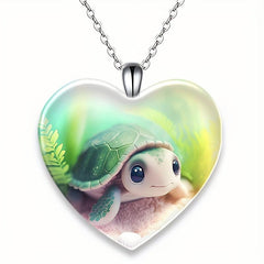 Heart Turtle Pendant Necklace For Kids, Daughter, Holiday, Christmas Toy
