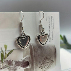 Vintage Bear Heart Asymmetrical Earrings