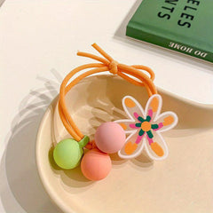 Summer Girl Cartoon Animal Hair Rope Heart Flowers Ponytail Ball Scrunchies