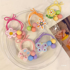 Summer Girl Cartoon Animal Hair Rope Heart Flowers Ponytail Ball Scrunchies