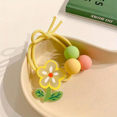 Summer Girl Cartoon Animal Hair Rope Heart Flowers Ponytail Ball Scrunchies