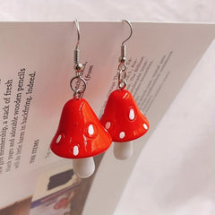 Resin 3D Mushroom Earrings for Women