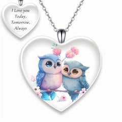 Crystal Owl Pendant Necklace Birthday Gift