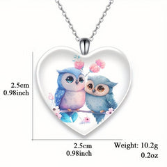Crystal Owl Pendant Necklace Birthday Gift