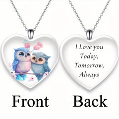 Crystal Owl Pendant Necklace Birthday Gift