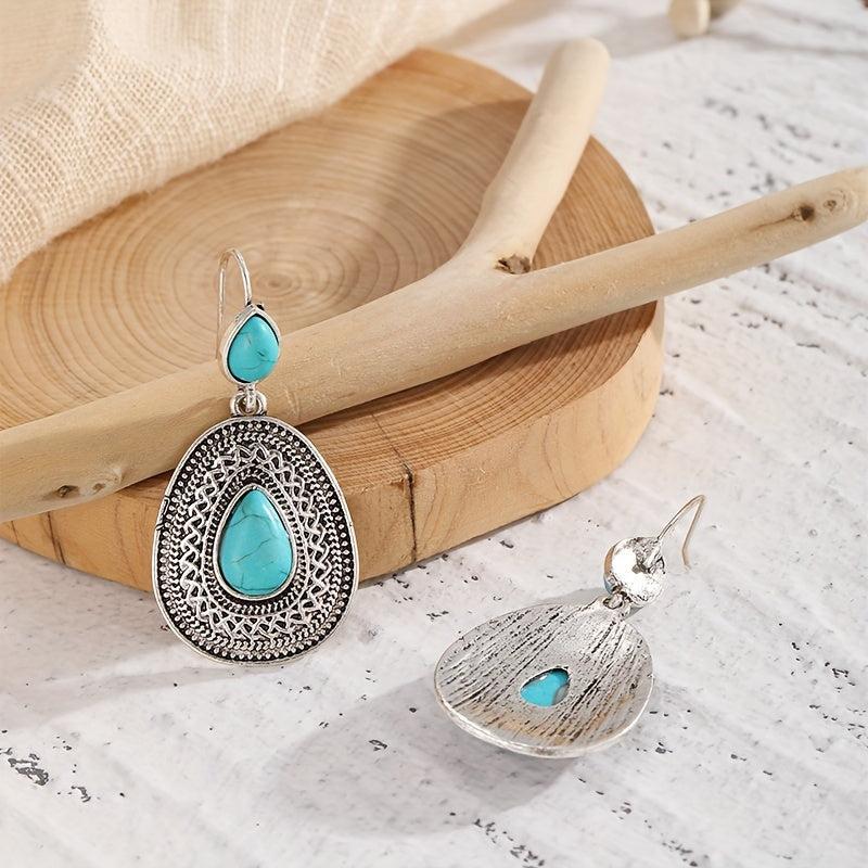 Irregular Pattern Road Turquoise Vintage Earrings
