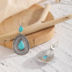 Irregular Pattern Road Turquoise Vintage Earrings