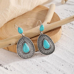 Irregular Pattern Road Turquoise Vintage Earrings