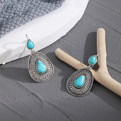 Irregular Pattern Road Turquoise Vintage Earrings