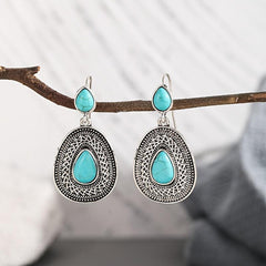 Irregular Pattern Road Turquoise Vintage Earrings