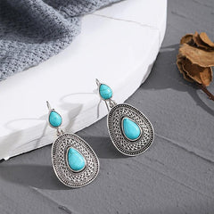 Irregular Pattern Road Turquoise Vintage Earrings