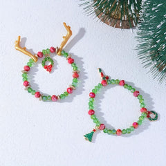 Christmas Gift Bracelet Candy Beaded Stretch Bracelet Santa Claus Elk