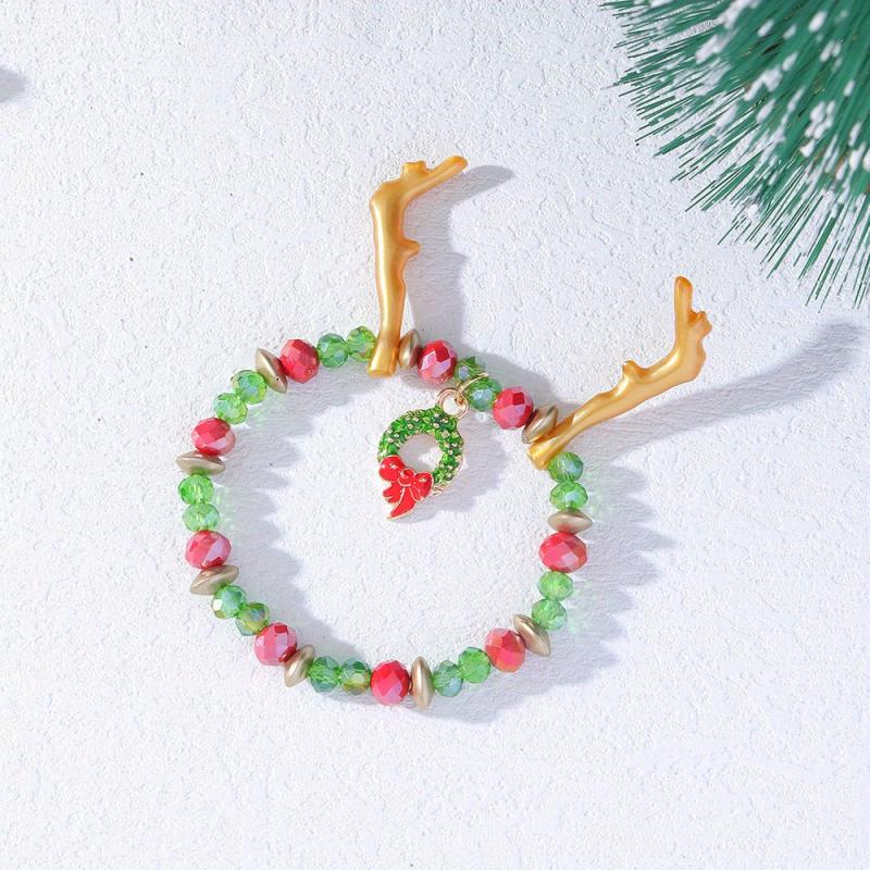 Christmas Gift Bracelet Candy Beaded Stretch Bracelet Santa Claus Elk