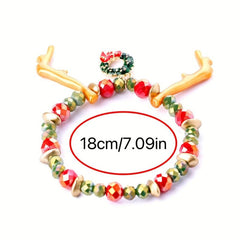 Christmas Gift Bracelet Candy Beaded Stretch Bracelet Santa Claus Elk