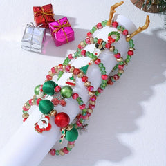 Christmas Gift Bracelet Candy Beaded Stretch Bracelet Santa Claus Elk