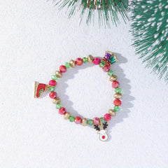 Christmas Gift Bracelet Candy Beaded Stretch Bracelet Santa Claus Elk