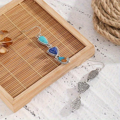 Irregular Pattern Turquoise Vintage Boho Earrings