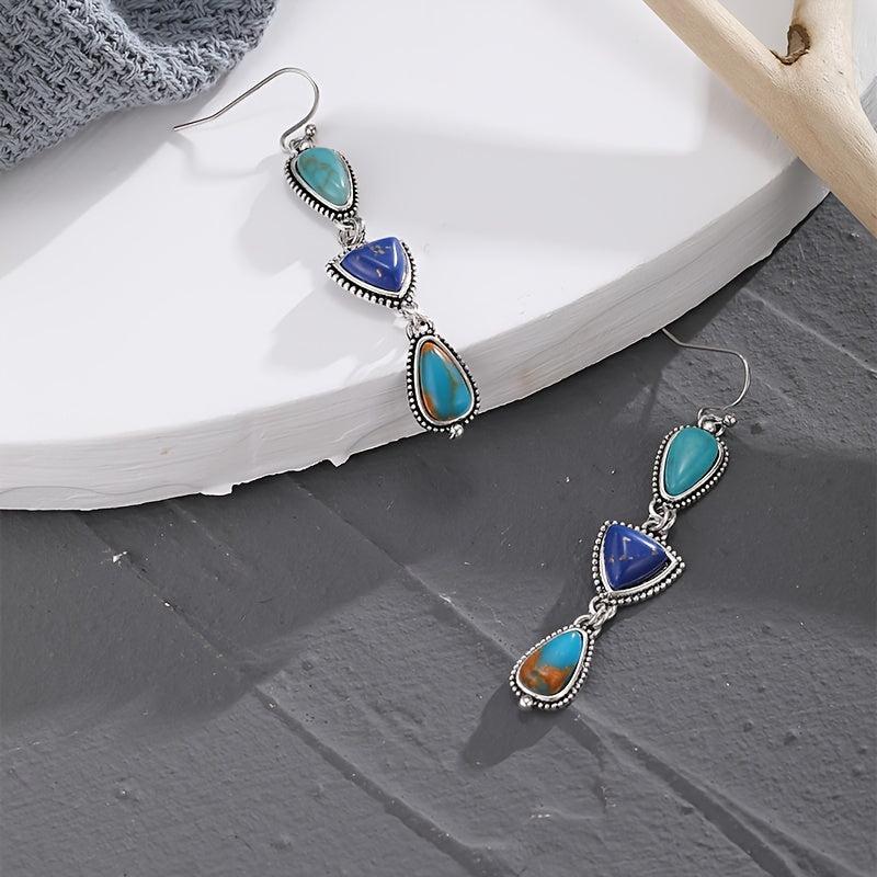 Irregular Pattern Turquoise Vintage Boho Earrings