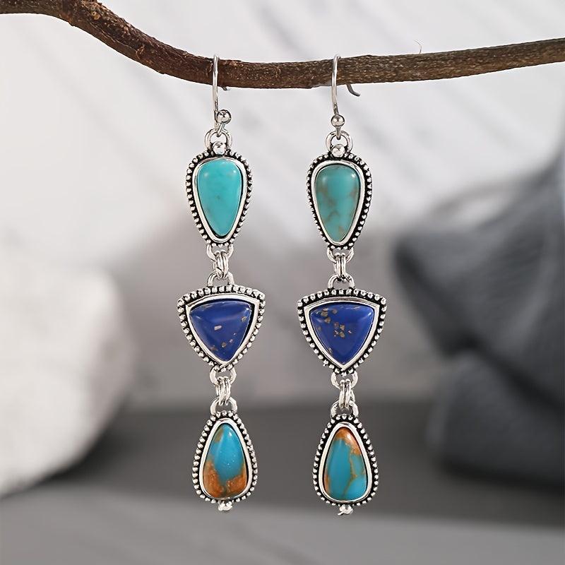 Irregular Pattern Turquoise Vintage Boho Earrings