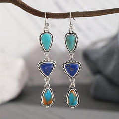 Irregular Pattern Turquoise Vintage Boho Earrings