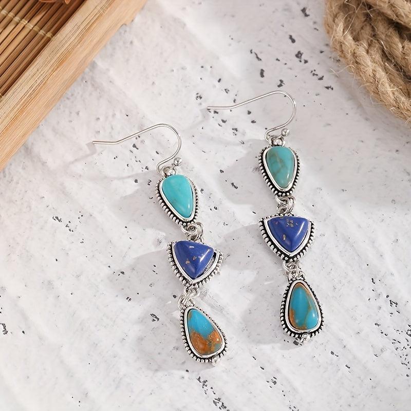 Irregular Pattern Turquoise Vintage Boho Earrings