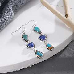 Irregular Pattern Turquoise Vintage Boho Earrings
